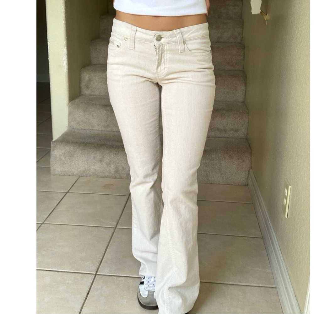 Vintage y2k corduroy stretch low rise hip hugger flare pants classic 2000s